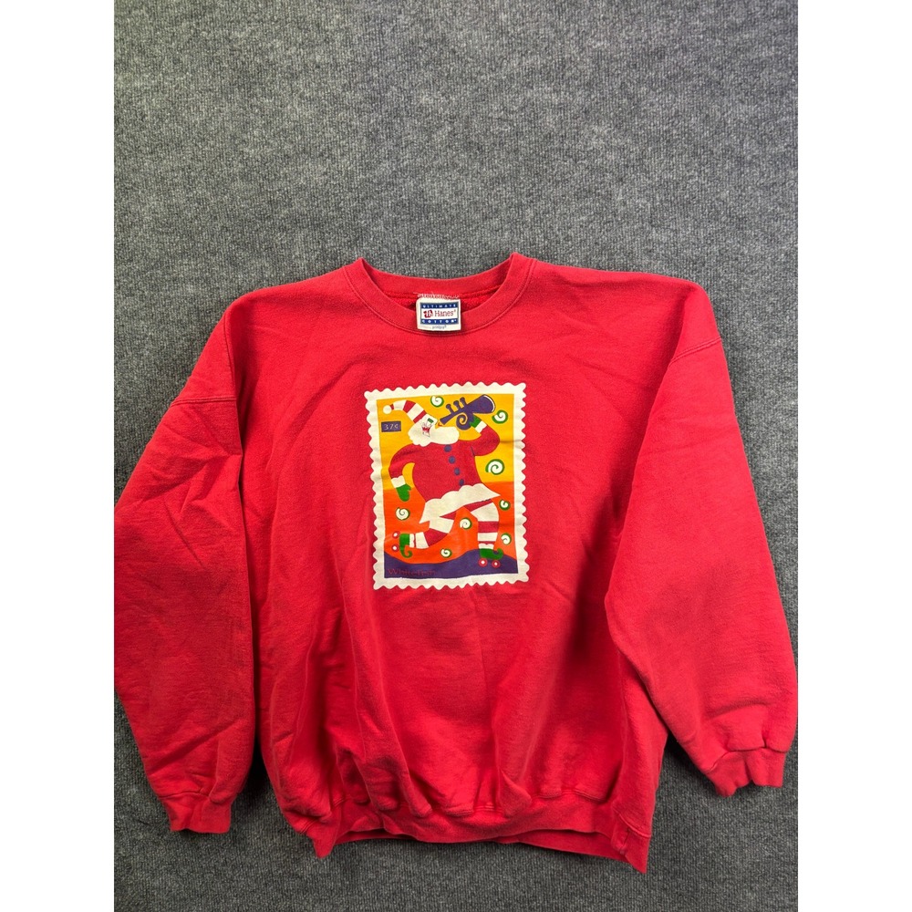 Vintage Whitefish Montana Hanes Sweatshirt Adult XL Santa Claus Roller Skating